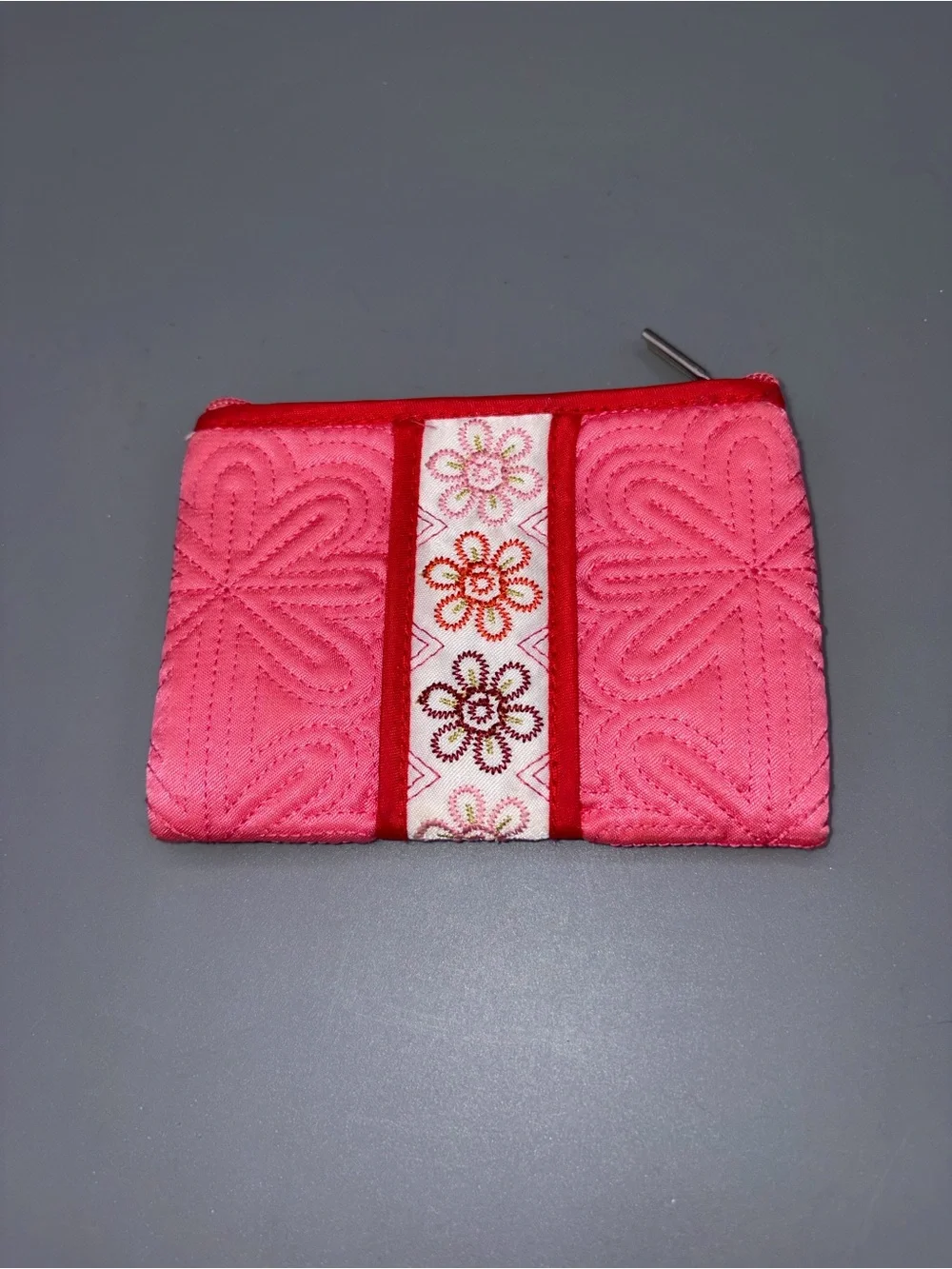 Pink Floral Quilted Zip Change Pouch
